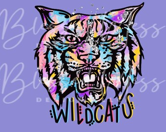 silver foil WILDCATS mascot digital download PNG