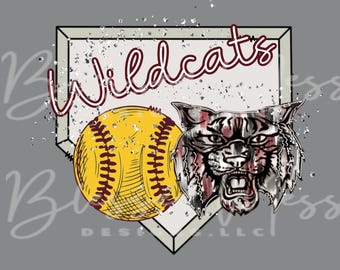 Wildcats glitter home plate softball digital download PNG