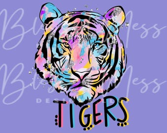 silver foil TIGERS mascot digital download PNG