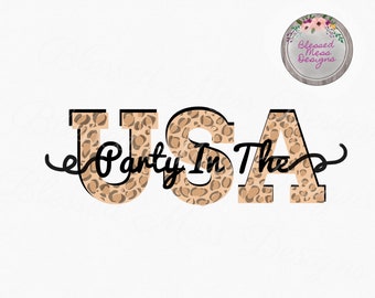 Party in the USA Leopard Sublimation digital download png