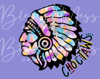 silver foil CHOCTAWS mascot digital download PNG