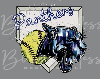 Panthers glitter home plate softball digital download PNG