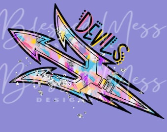 silver foil DEVILS mascot digital download PNG