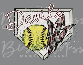 Devils glitter home plate softball digital download PNG