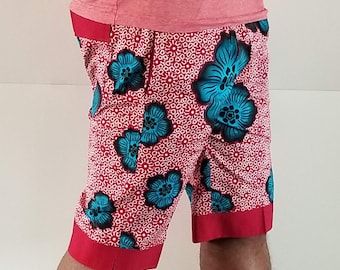 Wax Print Fabric Mens Shorts, Ankara Print Summer Shorts, Mens shorts, Mens Clothing