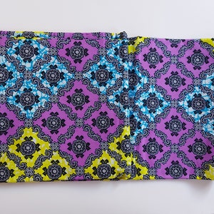 6 Yards African Wax Print Fabric, Ankara Wax Fabric, Ankara Cotton Fabric, Purple African Wax Cloth