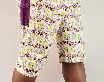 Wax Print Fabric Mens Shorts, Ankara Print Summer Shorts, Mens shorts, Mens Clothing