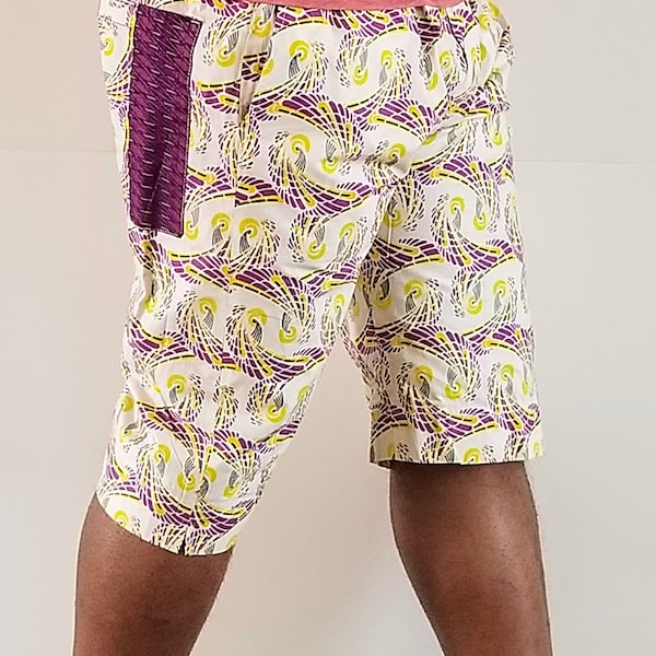 Wax Print Fabric Mens Shorts, Ankara Print Summer Shorts, Mens shorts, Mens Clothing