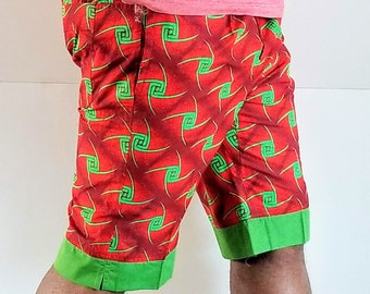 Wax Print Fabric Mens Shorts, Ankara Print Summer Shorts, Mens shorts, Mens Clothing