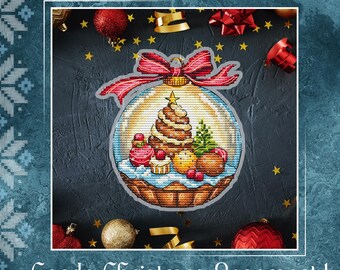 Christmas Bubble Cross Stitch KIT DIY Candy Ornament, FULL Embroidery Kit All Materials Included, Gingerbread Snow Globe Gift Kids