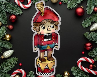 Nutcracker Cross Stitch Pattern, Christmas Ornament PDF Chart