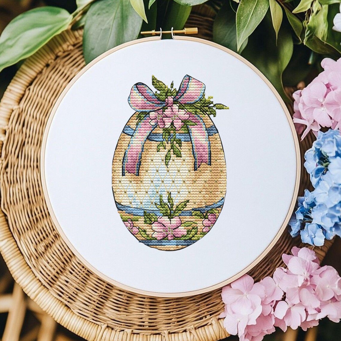 Easter Eggs Cross Stitch Pattern. Vintage Floral Egg Digital Pattern ...