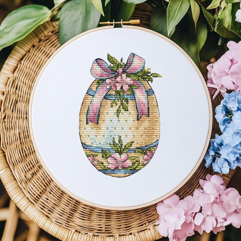Easter Eggs Cross Stitch Pattern. Vintage Floral Egg Digital Pattern ...