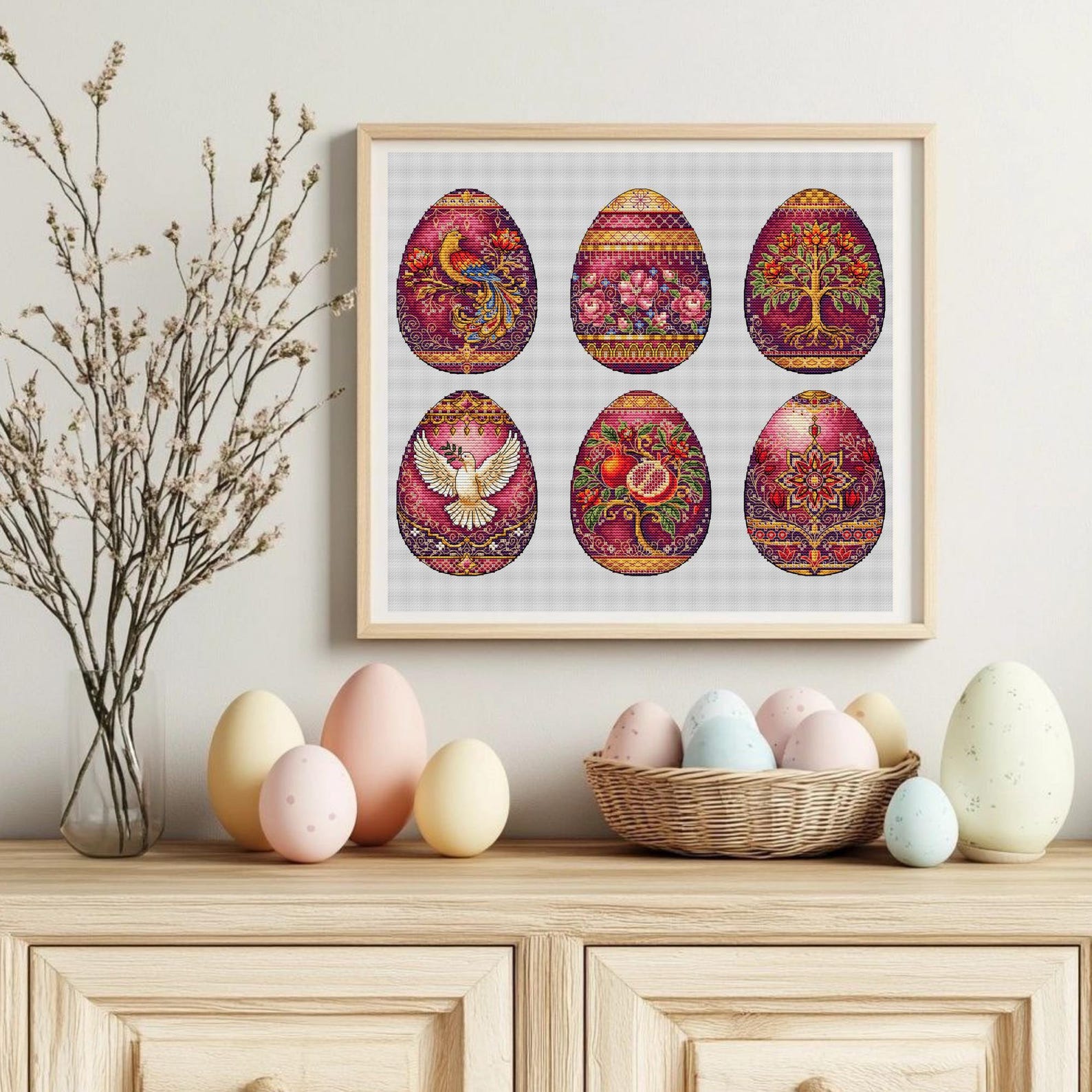 Easter Eggs Cross Stitch Pattern Set Baroque Sacred Garden Collection ...