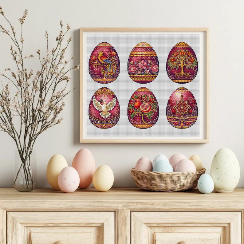Easter Eggs Cross Stitch Pattern Set Baroque Sacred Garden Collection ...