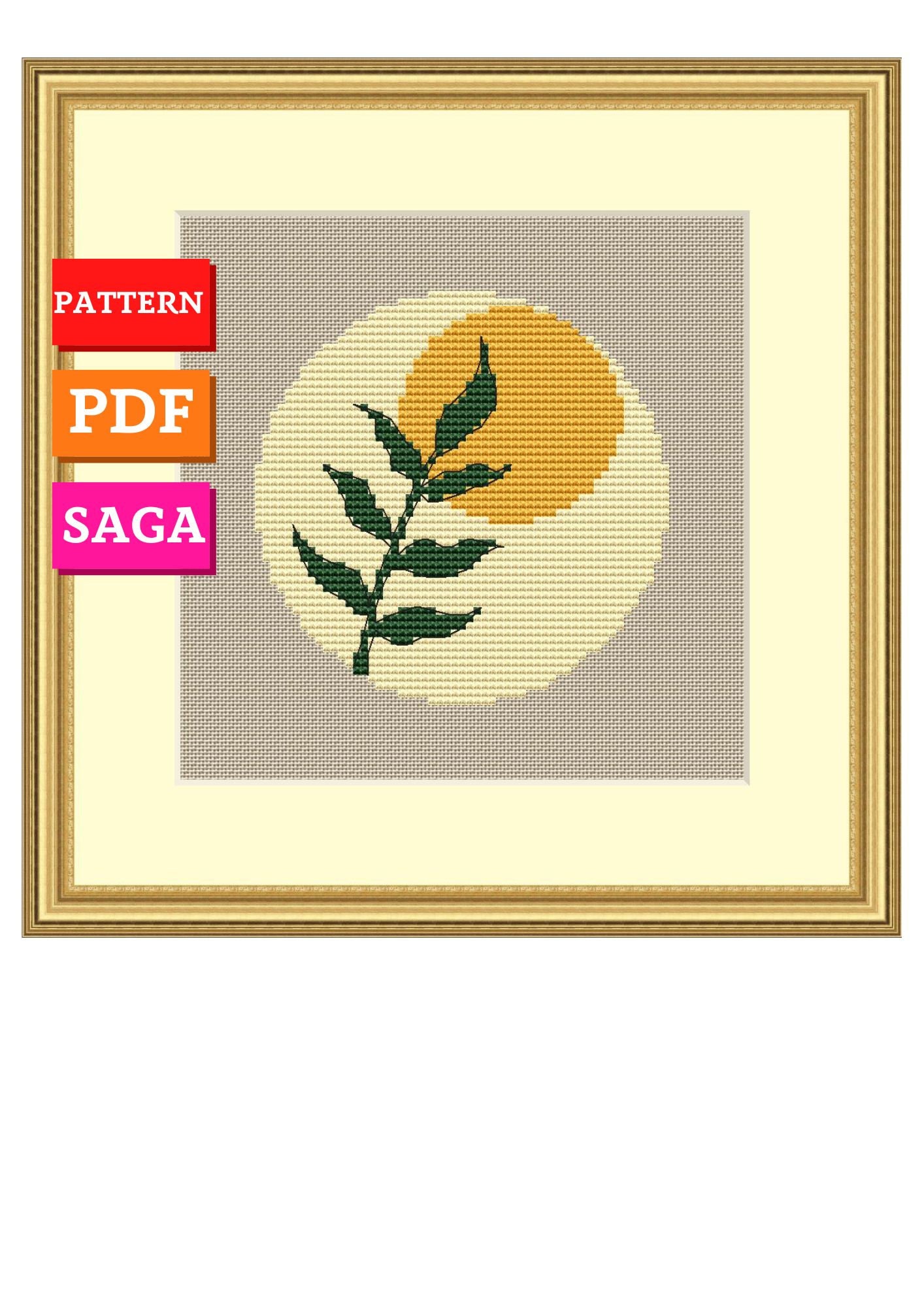 Abstract Boho Leaf Cross Stitch Pattern. Digital Downloads Etsy