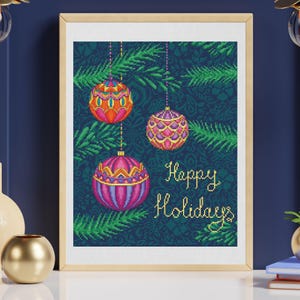 Christmas Baubles Cross Stitch Pattern: Holiday Ornaments (PDF Download)