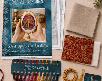 Tree of Life Cross Stitch Kit, Easter Egg Pinkeep DIY, Botanical Embroidery Kit, Meaningful Craft Gift