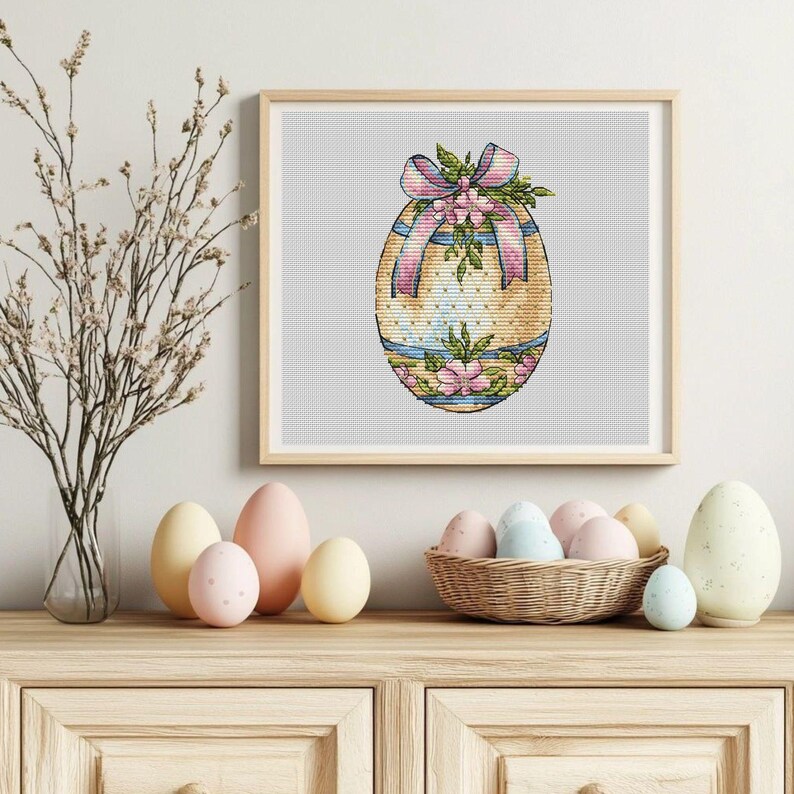 Easter Eggs Cross Stitch Pattern. Vintage Floral Egg Digital Pattern ...