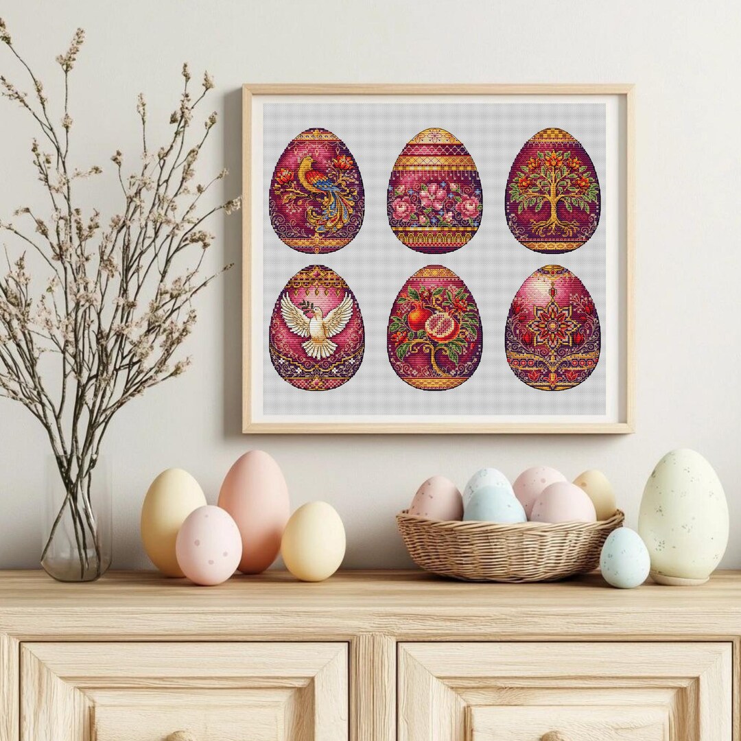 Easter Egg Cross Stitch Pattern Set Sacred Garden Mindful Embroidery ...