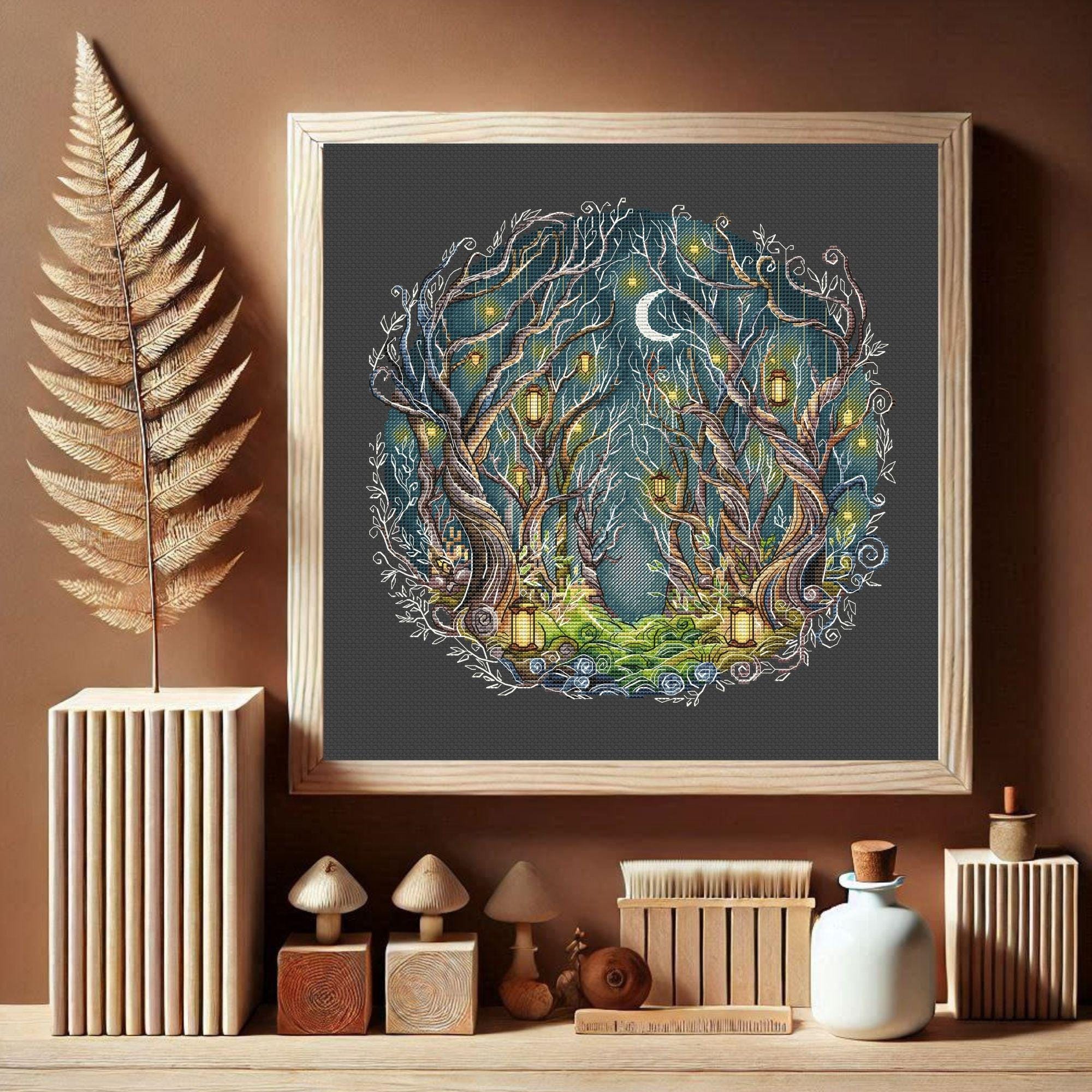 Magical Forest Lights Cross Stitch Pattern: Enchanted Woods (PDF ...