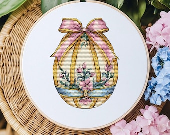 Floral Easter Egg Cross Stitch Pattern: Vintage Embroidery (PDF Pattern)