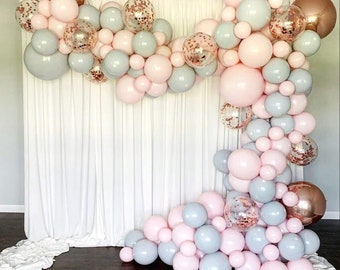 Kit DIY pour arche de ballons | Macaron rose, gris, or rose|Guirlande de ballons pour fête, mariage, anniversaire 174 pièces