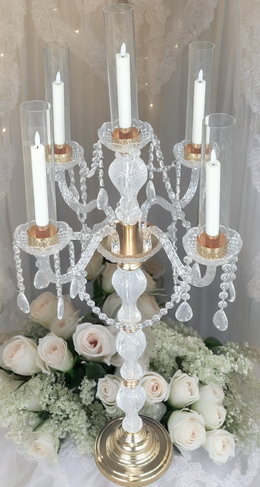 Portacandele In Cristallo Per Tealight - Oro, Diametro 15 Cm, Decorazione Tavolo E Centrotavola