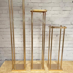 SALE 24/32/40 Modern Rectangle Stand Metal Gold Geometric Vase/Metal  Frame/ Tall Stand/ Four Rod Stand/Metal Vase/ Metal Vase/Metal Riser