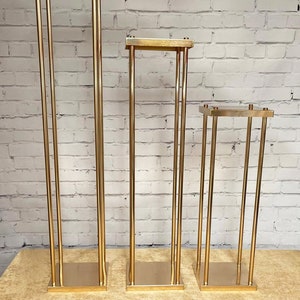 Gold DELUXE Metal Flower Stand Pedestal Centrepiece Wedding Island 60, 80, 100 CM H with metal Plate