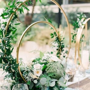 Gold - 16&quot;& 24&quot; (40cm and 60cm) Double Hoop Metal Centrepiece Geometric Stand for Wedding and any function on Sale