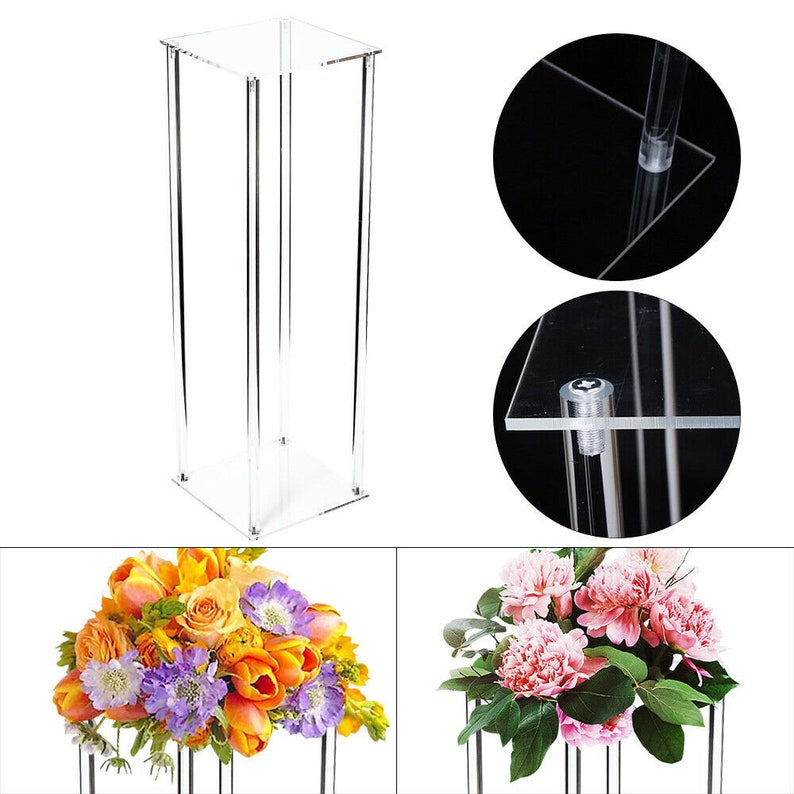 Pièce maîtresse de piédestal de support de fleur acrylique pour le mariage et toute fonction Rectangle 40, 60, 80, 100 CM DE HAUT image 3