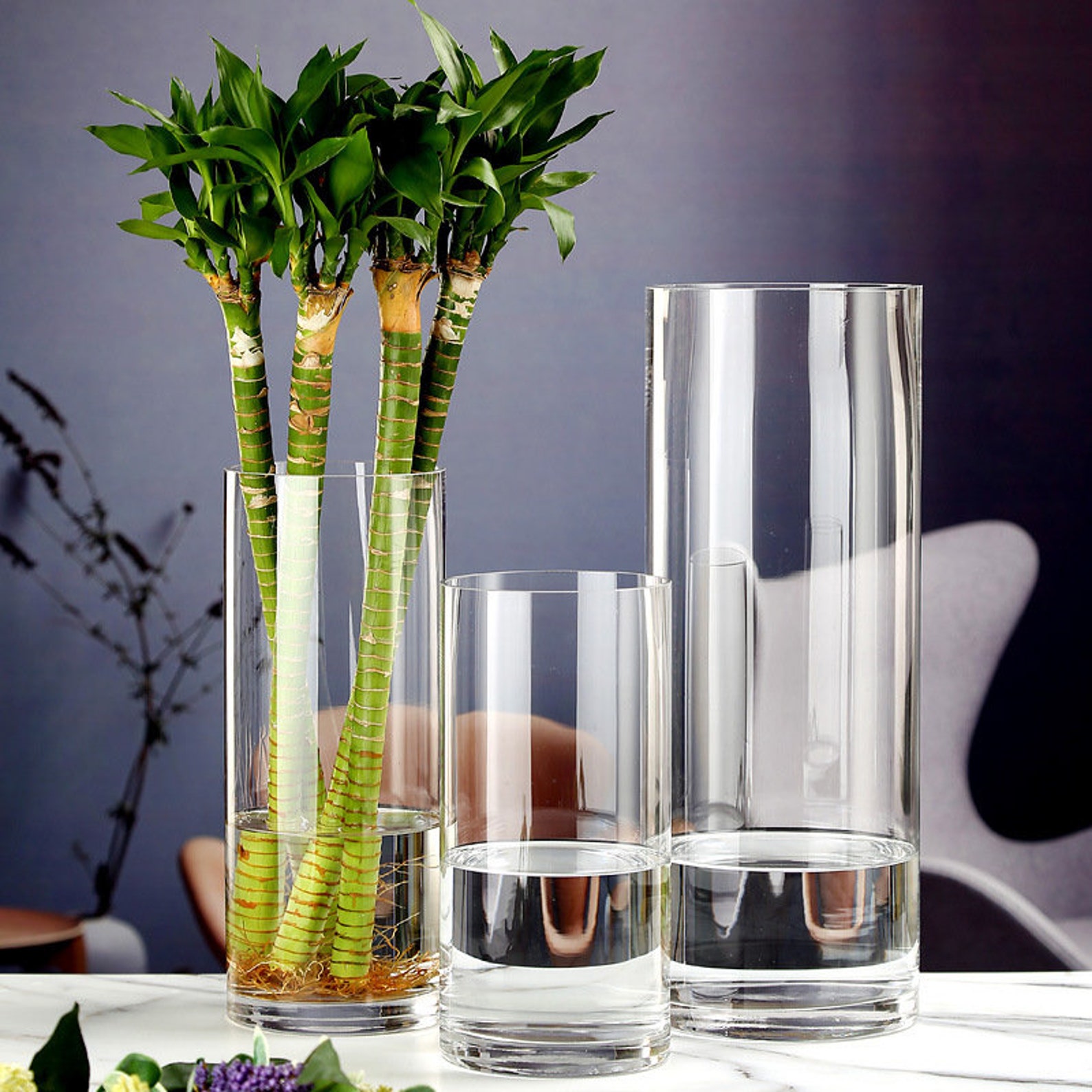Clear Cylinder Vases Set of 3 Vases Etsy UK