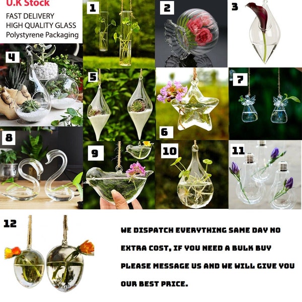 Hanging Glass Different shapes and styles Vase Flower Plant Pot Terrarium Container Wedding Home Decor