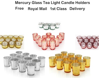 Mercury Glass Tea Light Candle Holders Votive Home Wedding Decor set of 12 pcs