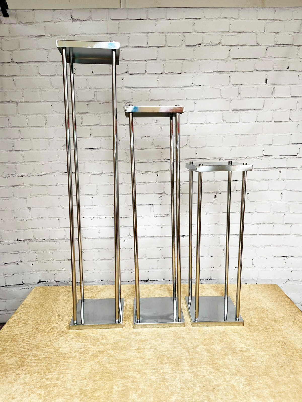 Silver DELUXE Metal Flower Stand Pedestal Centrepiece Wedding Island 60, 80, 100 CM H with metal Plate