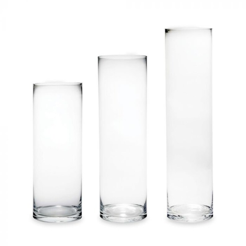 Clear Cylinder Vases 19 cm 23 cm 27 cm high WITH 9 cm Etsy