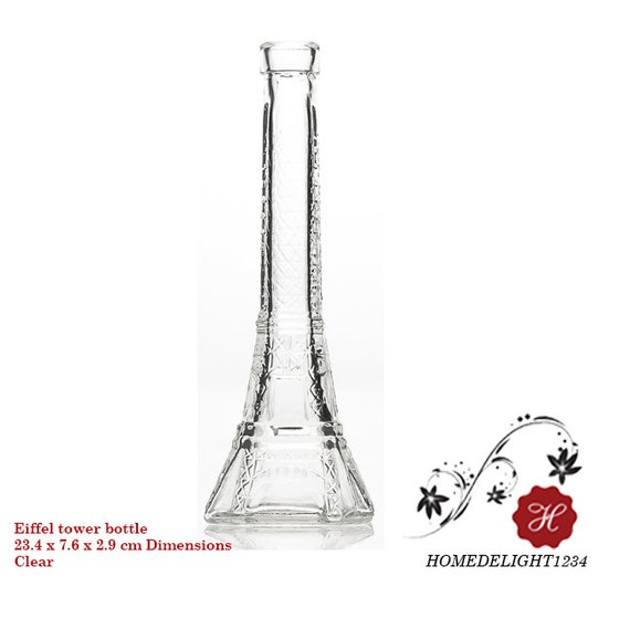 2  Eiffel Tower Shaped Black Glass Bottle 