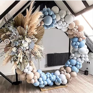 Balloon Arch DIY Kit | Light Blue, Mate White stuff grey & Beige |Balloon Garland Party, Wedding, Birthday 163pcs