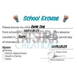 School Excuse Template