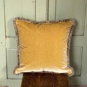 Luxury Yellow Silk Velvet Pillow Cover with  Trim Bohemian Pillows for Couch Italian Pillow Cover Colorful Cushion Covers with Fringe