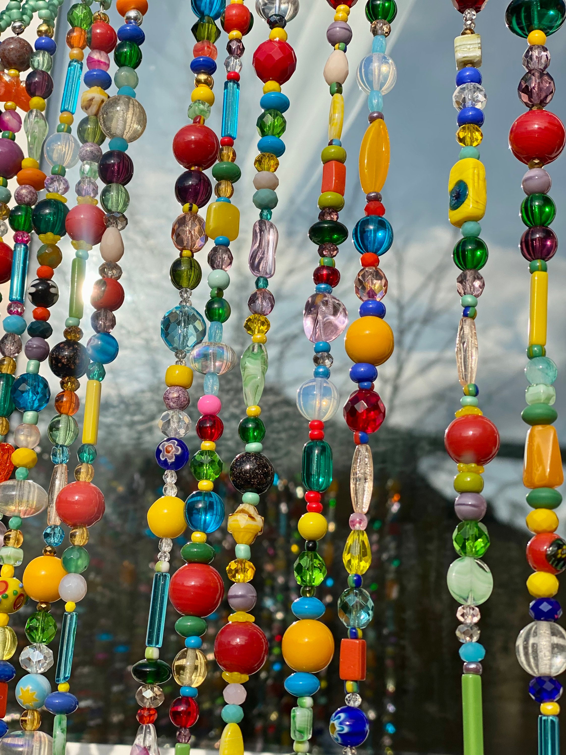 Rideau de perles hippie bohème pour porte, perles de verre multicolores,  longueur de 76 po. -  France