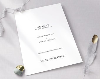 Simple Order of Service Template, Modern Printable Wedding Program Template, INSTANT DOWNLOAD, 100% Editable, Edit & Print #025-104OS #M