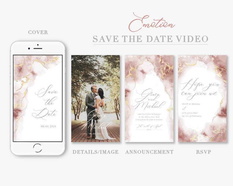 Save the Date Wedding Invitation mobile invitation ecard Etsy
