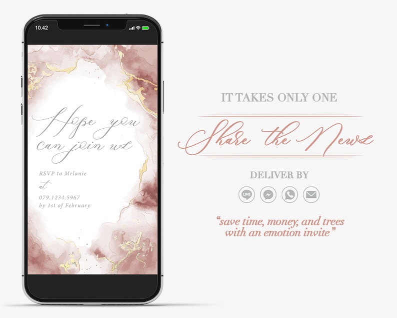 Save the Date Wedding Invitation mobile invitation ecard Etsy
