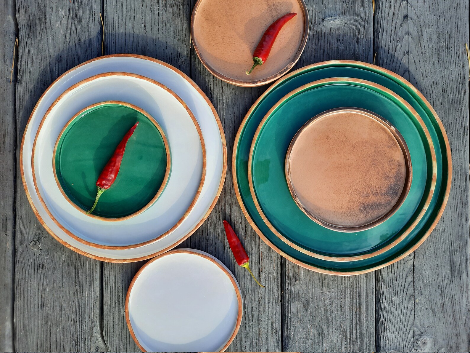 3teiliges handgefertigtes Keramik Geschirr Set besteht aus Etsy