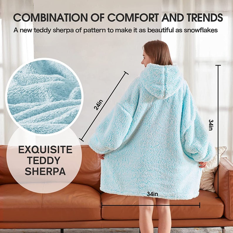 Blanket Hoodie Oversized Sherpa Wearable Sweatshirt Ultra - Etsy