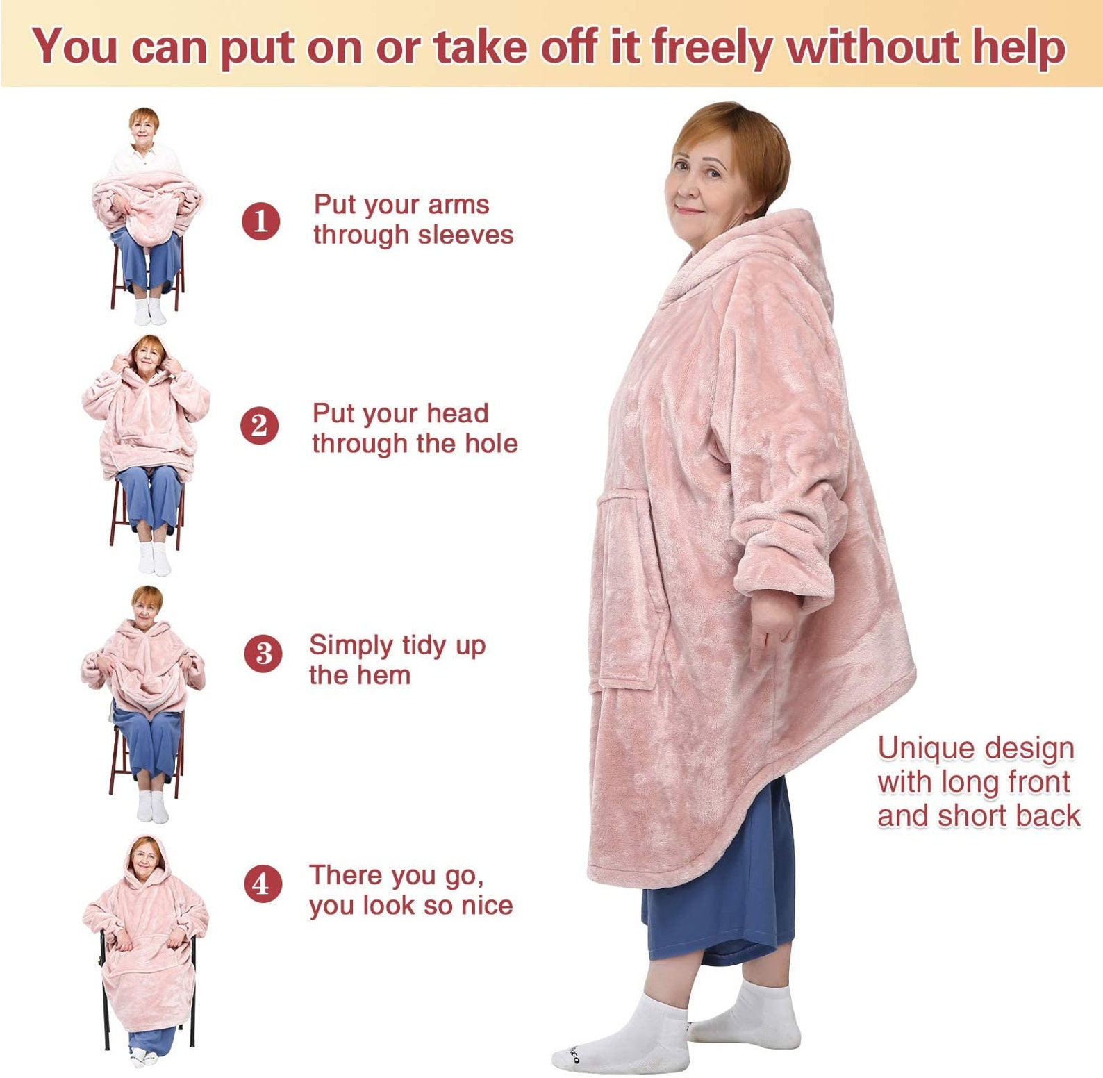 Wearable Blanket for Elders Blanket Hoodie with High Low Etsy