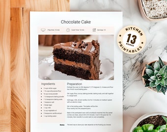 Editable Recipe Template: Minimalist Recipe Book Page, MS Word & Google Docs (Digital Download)