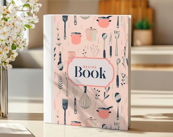 Modern Floral Kitchen Recipe Book Binder Cover, Letter PDF (Digital Download)